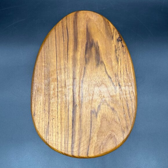 Vintage Deviled Egg Tray Plate Teak Wood Oval 12 Egg Holders Mid Century Kitchen - Picture 3 of 7